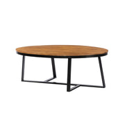 GHome UK Solid Acacia Natural Oval Coffee Table with Black Base